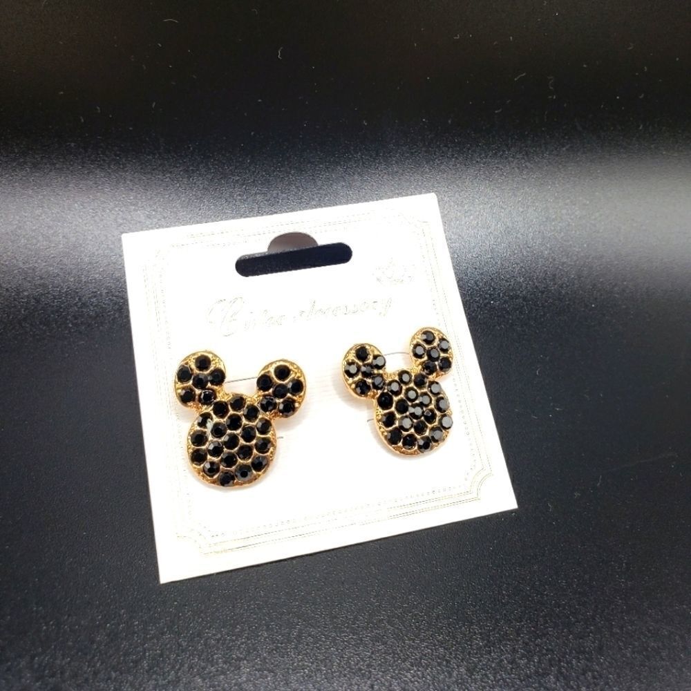 black rhinestone Mickey mouse earrings